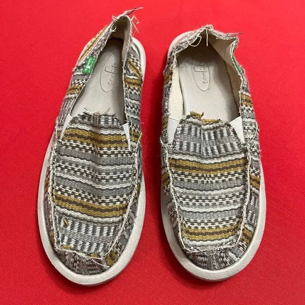 Sanuk Donna Blanket Burgundy Bayridge Multi Tribal Women’s Slip On Loafers Sz 7